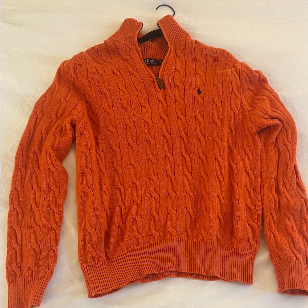Polo by Ralph Lauren Men's Orange Zip-Up Sweater